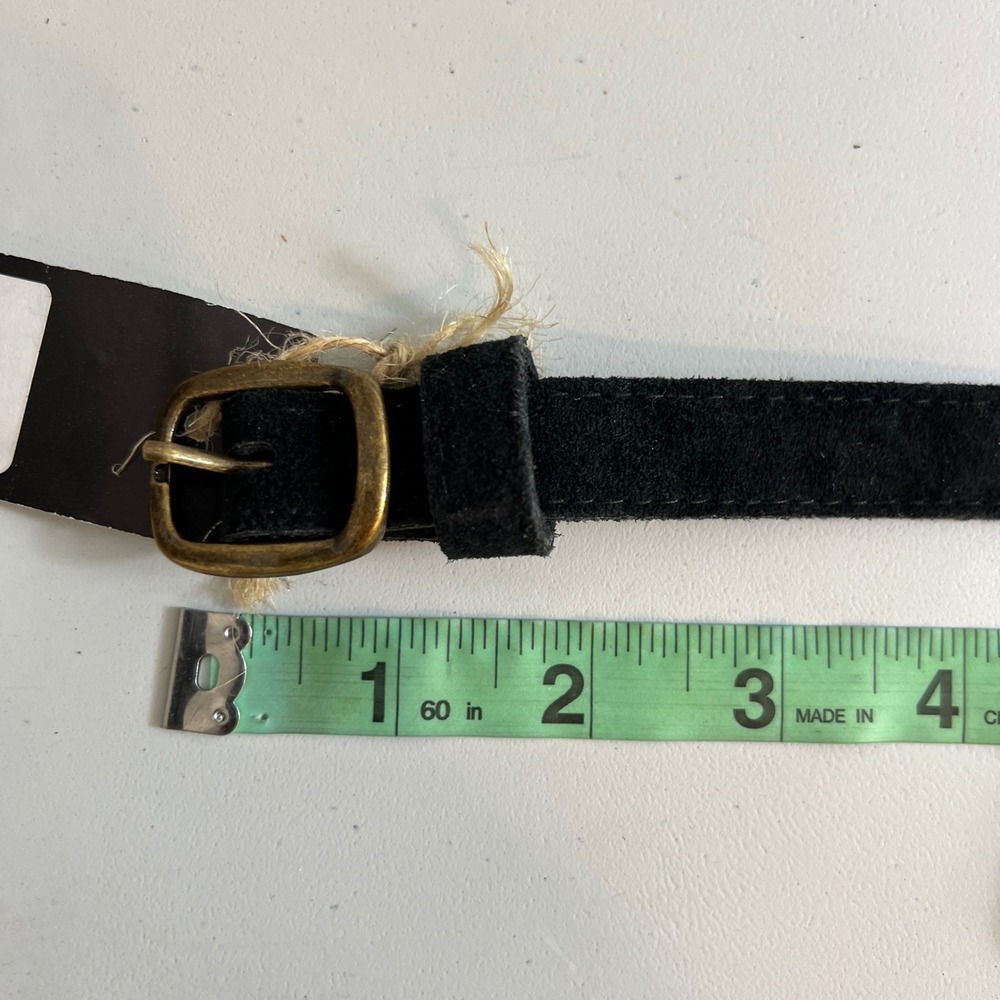 Womens Belt Black Suede Studded Leather Skinny Boho size small western rodeo NEW - Picture 6 of 7